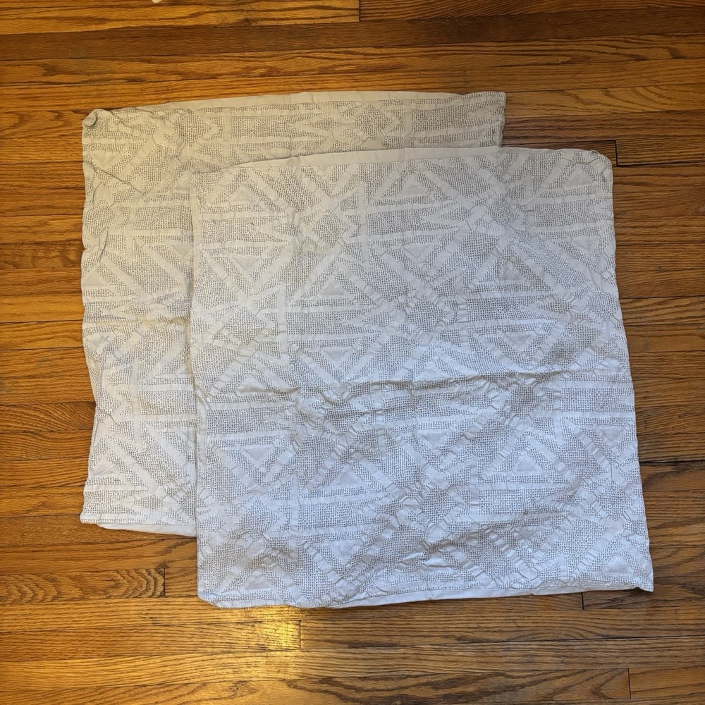 West Elm Euro Pillow Cover Set of 2 Gray Geometric‎ 100% Organic Cotton 26x26